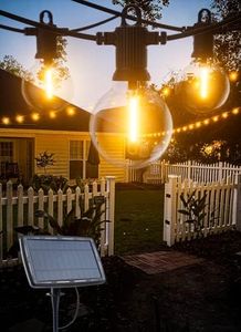 Zuske Solar Garden Lights Outdoor, 15m Solar Festoon Lights with 25+2 G40 Globe Shatterproof LED Bulbs, Waterproof IP65 String Lights for Outside, Patio, Yard, Gazebo, Wedding, Party(Warm White)