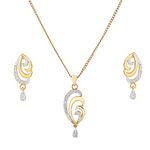 Estele Jewellery for Women Gold & Rhodium Plated Trendy and Fashionable Pendant Necklace Set with White Stones for Girls and Women-AD-002-2TNWE NKER