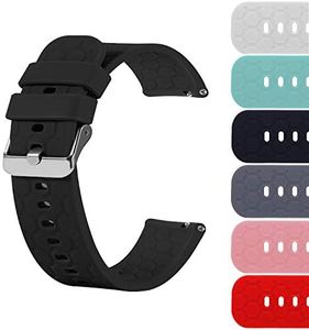 18mm 19mm 20mm 22mm Width Silicone Quick Release Wristband Replacement Sports Straps Bracelet Watch Band Women Men Strap with Quick Release Pins intended for Smartwatch (20mm, Black)