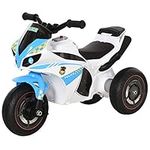 HOMCOM Kids Ride-On Police Bike 3-Wheel Vehicle w/Music Lights Safe Seat Handlebars Toddler NO POWER Child Learning Fun Development 18-36 Months Blue