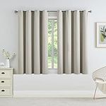 WEST LAKE Short Beige Blackout Curtain for Bedroom Solid Putty Noise Reducing Thermal Insulated Window Treatment with Eyelets for Small Window, Living Room, Set of 2, Each 46" x 54"