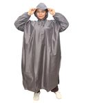 Goodluck Women's Big Size Poncho for rainy season, Rain Poncho, light weight reusable, packable and sturdy (IN, Alpha, 6XL, Grey)