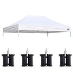 Eurmax USA Pop Up Canopy Top Gazebo Tent Cover Replacement Top Only,Bonus 4PC Pack Canopy Weight Bag (10x15, White)