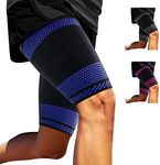 ABYON Thigh Compression Support Sleeves (1 Pair), Thigh Brace Breathable Elastic for Hamstring Quadricep Pain Relief, Anti Slip Upper Leg Sleeves for Men and Women
