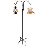 LWWTBS Double Shepherds Hooks for Outdoor (1Pack,76 inch) Heavy Duty Adjustable Bird Feeder Pole Garden Decor Shepherds Hook for Hanging Bird Feeder, Plant Baskets, Hummingbird Feeder for Outside
