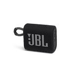 JBL Go 3, Wireless Ultra Portable Bluetooth Speaker, Pro Sound, Vibrant Colors with Rugged Fabric Design, Waterproof, Type C (Without Mic, Black)