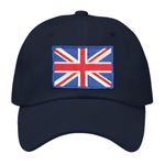 FifthRiver Union Jack Baseball Cap for Men Women, Adjustable, Embroidered UK Flag Patch (Cotton, Navy - Blue Flag - 6 Panels)