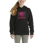 Carhartt Girls' Pullover Hoodie Graphic Sweatshirt, Caviar Black, Large