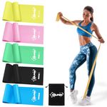 SALFAR Long Resistance Bands Set Men and Women, [Set of 5]– 1.5M Premium Quality Exercise Band with 5 Different Resistance Levels - Carrying Bag Included - Ideal for Home, Yoga, Pilates, Training