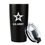 20 oz US Army Black Double Wall Vacuum Insulated Stainless Steel USA Tumbler Travel Mug - Soldier Gift