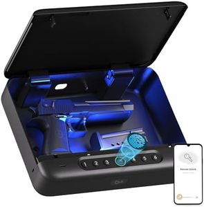 PINEWORLD Gun Safe, Biometric Gun Safes For Handgun, Pistol Safe With Fingerprint or Keypad, 4-Quick Access Unlock Gun Case for Firearm, Gun Lock Box For Nightstand Beside with APP Normal Size