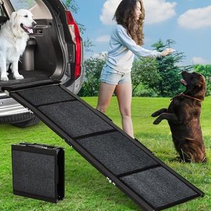 GarveeLife Upgraded Heavy Duty Dog Ramp for Large Dogs - 71" Long x 17" Wide Folding Pet Ramp with Non-Slip Surface & Side Rails, 300LBS Capacity for SUV, Truck, Outdoor, Indoor Use (Portable Design)