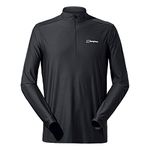 Berghaus Men's 24/7 Half Zip Long Sleeve Tech Baselayer T-Shirt, Black, L