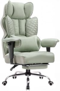 GTPLAYER Big and Tall Gaming Chair 400lbs Heavy Duty Office Chair with Foot Rest & Ergonomic Pocket Spring Lumbar Support, High Back 3D Saddle Shaped Cushion for Back Pain Relief, Green