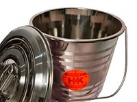 Super HK Stainless Steel Jointless Leak Proof Bucket with LID (8 Litre)