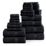 24 Piece Bathroom Towels - 100% Cotton Turkish Towel Set, Quick dry Towel, 2 Bath Towels Extra Large (Bath Sheet), 4 Bath Towels, 6 Hand Towel, 8 Wash Cloths for your body and face,4 Bar Towel - Black