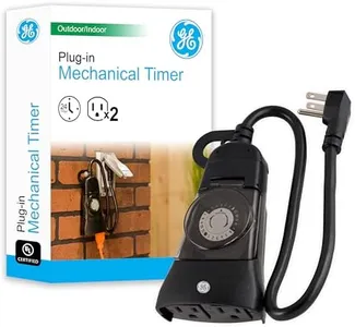 GE 24-Hour Heavy-Duty Outdoor Mechanical Timer, 2 Grounded Outlet Timer, Programmable Daily Cycle, 30-Minute Interval Outdoor Timer, Weather Resistant, Outdoor Light Timer, Black, 1 Pack, 15138