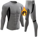 YESURPRISE Men's Thermal Underwear Sets Top & Long Johns Fleece Sweat Quick Drying,Grey,Large