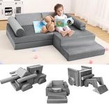 GarveeHome Modular Kids Couch 13PCS Nugget Couch,Toddler Couch for Creative Boys Girls, Convertible Nugget Couch Kids Modular Play Couch, Kids Sofa for Playroom,Grey 56.7"x28.35"