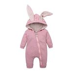 Verve Jelly Newborn Baby Unisex Bodysuit Cute Bunny Ear Long Sleeves Zipper Romper Fall Winter Pajamas Outfit