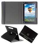 Acm Rotating Leather Flip Case Compatible with Iball Skye 03 Tablet Cover Stand Black