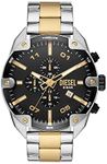 Diesel Spiked Stainless Steel Chronograph Men's Watch, Color: Silver/Gold (Model: DZ4627)