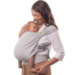 Boba Bliss Pre-Wrapped Baby Carrier with Buckle - Newborn to 7-35 lbs Light, Breathable & Easy to Adjust Hybrid Infant Sling & Toddler Carrier - Certified Hip-Healthy for 0-18 Months - Grey