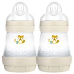 MAM Easy Start Self Sterilising Anti-Colic Baby Bottle 2 Pack (2 x160 ml) with Slow Flow MAM Teats Size 1, Newborn Essentials, Shell (Designs May Vary)