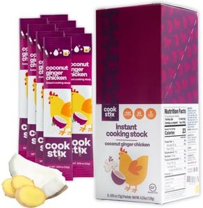 Cookstix Coconut Ginger Dehydrated Chicken Stock Powder Sticks, Made with Real Ingredients, Versatile Chicken Bouillon Powder Alternative for Cooking, Clean Label, No Sugar Added, Lower Sodium, 8 Pack