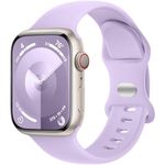 DaQin Compatible with Apple Watch Band 41mm 40mm 38mm 42mm for Women Men, Soft Silicone Sport Waterproof Strap for Apple Watch Ultra/Ultra 2 iWatch Band Series 10 9 8 7 6 5 4 3 2 1 SE,Light Purple