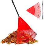 ORIENTOOLS Garden Leaf Rake, Garden Rakes for Lawns Leaves with Adjustable Handle 120-165cm, 26 Strong Tines Plastic Head Shrub Rake, Yard Garden Rake for Lawns, Grass, Flower Beds Leaves Cleaning