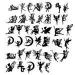 ECSiNG 40PCS Fairy Cutouts Silhouette Embellishments Jar Decals Decorative Paper for Lantern Jars Scrapbooks Windows Desks Mobile Phones Decoration