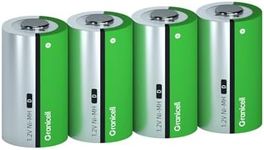 Granicell 4 Pack 10000mAh Rechargeable D Batteries High Energy,Low Self-Discharge NiMH D-Cell Battery