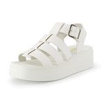CUSHIONAIRE Women's Poppy fisherman platform sandal with +Memory Foam, White, 8