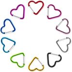 10PCS Heart Carabiner Heart Shape Keychain Clip Cute Carabiner Clip Aluminum Ring Climbing Clips Heart Shaped Carabiner Hammock Carabiner for Dog Leash Water Bottle Holder Snap Clips Keys