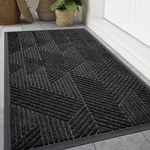 Smiry Front Door Mat Outside Entrance, Heavy Duty Natural Rubber Mat, Sturdy Trap Dirt and Moisture Indoor Outdoor Door Mat, Easy Clean Low Profile Doormat Outdoor Entrance, 47x32 Inch, Black