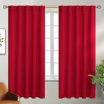 BGment Blackout Curtains for Bedroom - 63 Inch Rod Pocket and Back Tab Thermal Insulated Room Darkening Curtains for Living Room, 2 Curtain Panels (42 x 63 Inch, Red)