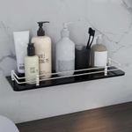 Plantex Premium Black Glass Shelf for Bathroom/Kitchen/Living Room - Bathroom Accessories (Polished, 18x6 Inches) - Pack of 1