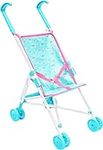 KOOKAMUNGA KIDS Baby Doll Stroller – Umbrella Stroller for Dolls - Foldable & Lightweight Baby Stroller for Dolls - Play Stroller w/ Sturdy Steel Frame - Ideal for Baby Dolls up to 18" - Blue Rainbow