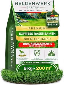 HELDENWERK® Rasensamen schnellkeimend 5kg/200m² FRÜHJAHR – FÜR DEUTSCHES WETTER – Grassamen für Nachsaat & Neusaat – Sport & Spielrasen robust für alle Bodenarten – Made in Germany (5kg für 200qm)
