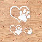 I Love My Dog Paw Print Track Heart Decal Vinyl Sticker - 3 Pack White, 2 Inches, 3 Inches, 5 Inches - No Background for Car Boat Laptop Cup Phone