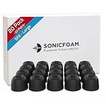 SONICFOAM Memory Foam Earbud Tips - Premium Noise Isolation, Replacement Foam Earphone Tips, 20 Pack for in Ear Headphone Earbuds (SF2 Large, Black)