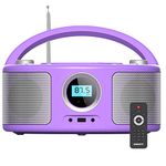 WISCENT Portable CD Player Radio Boombox with Bluetooth,FM Radio,CD-MP3/CD-R/CD-RW Compatible,CD Players for Home or Outdoor,CD Player Boombox with Remote Control(Purple)