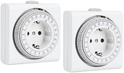 G-Homa Mechanical Timer Socket, Set of 2 Analogue Timer for Indoor Use with 96 Segments, 15 Minute Switching Interval, Daily On/Off Cycle, for Christmas Decoration, Child Lock, Timer