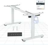 FLEXISPOT Electric Standing Desk Height Adjustable Sit Stand Desk with Heavy Duty Steel and Automatic Memory Smart Keyboard（EF1|White Frame Only