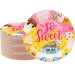 50 Pcs Ice Cream Party Supplies Ice Cream Paper Plates,7"Ice Cream Dessert Plates Sweet One Popsicle Plates for Ice Cream Popsicle Themed Girls Ice Cream Birthday Party Decorations (Ice Cream Truck)