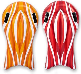 SLOOSH 2 Pack Inflatable Body Boards for Water Slides, Surfing Board Pool Floats, Swimming Pool Floating Boards Learn to Swim, Summer Water Fun Toy for Kids and Toddlers (Red and Orange)