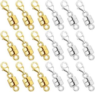 OHINGLT Magnetic Necklace Clasps and Closures with Lobster Clasp 14K Gold and Silver Plated Magnet Jewelry Clasps Converters for Bracelet Necklaces Chain