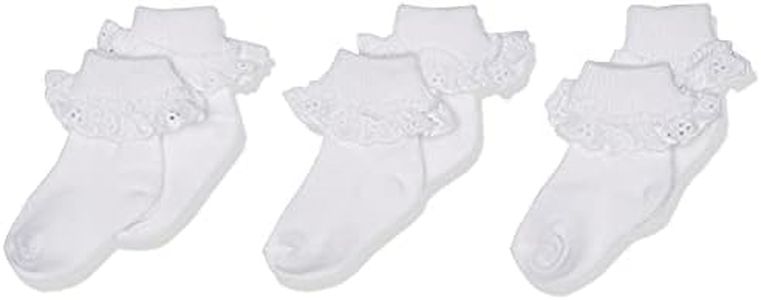 Jefferies Socks Baby Girls Newborn Eyelet Lace Socks 3 Pair Pack store single fall imported Global Store, White, 0 Months US