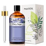 PHATOIL Clary Sage Essential Oil 100ML, Pure Premium Grade Clary Sage Essential Oils for Diffuser, Humidifier, Aromatherapy, Candle Making